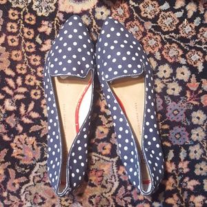 Pointy toe polka dot loafers